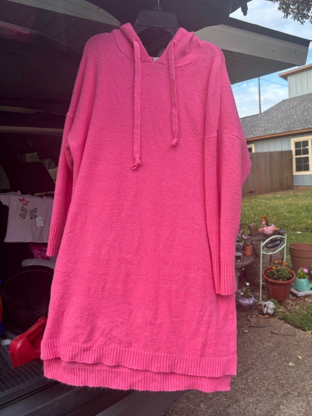 Anthropologie Saturday Sunday Twyla Tunic Sweater Dress Pink Hooded size XLP - Picture 5 of 7